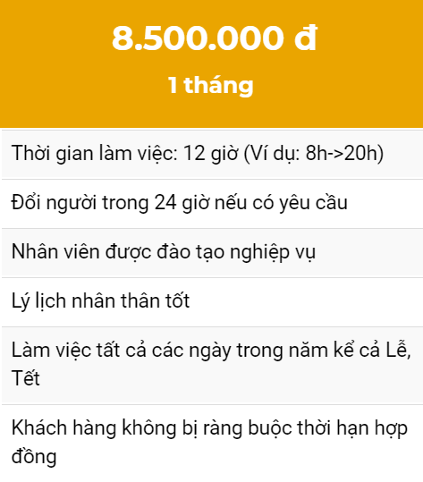 Chi phí dịch vụ bảo vệ ca 12 tiếng