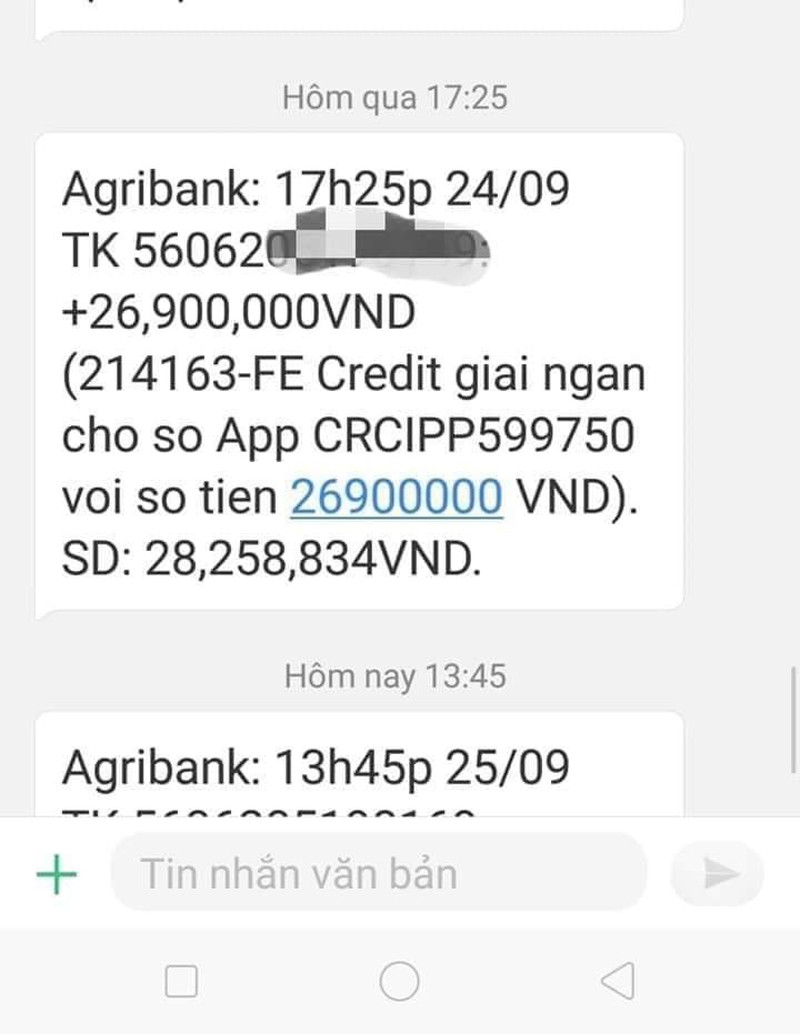 FE Credit chuyển tiền v&agrave;o t&agrave;i khoản kh&aacute;ch h&agrave;ng d&ugrave; kh&aacute;ch h&agrave;ng kh&ocirc;ng c&oacute; nhu cầu vay